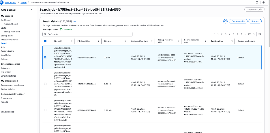 view of search results