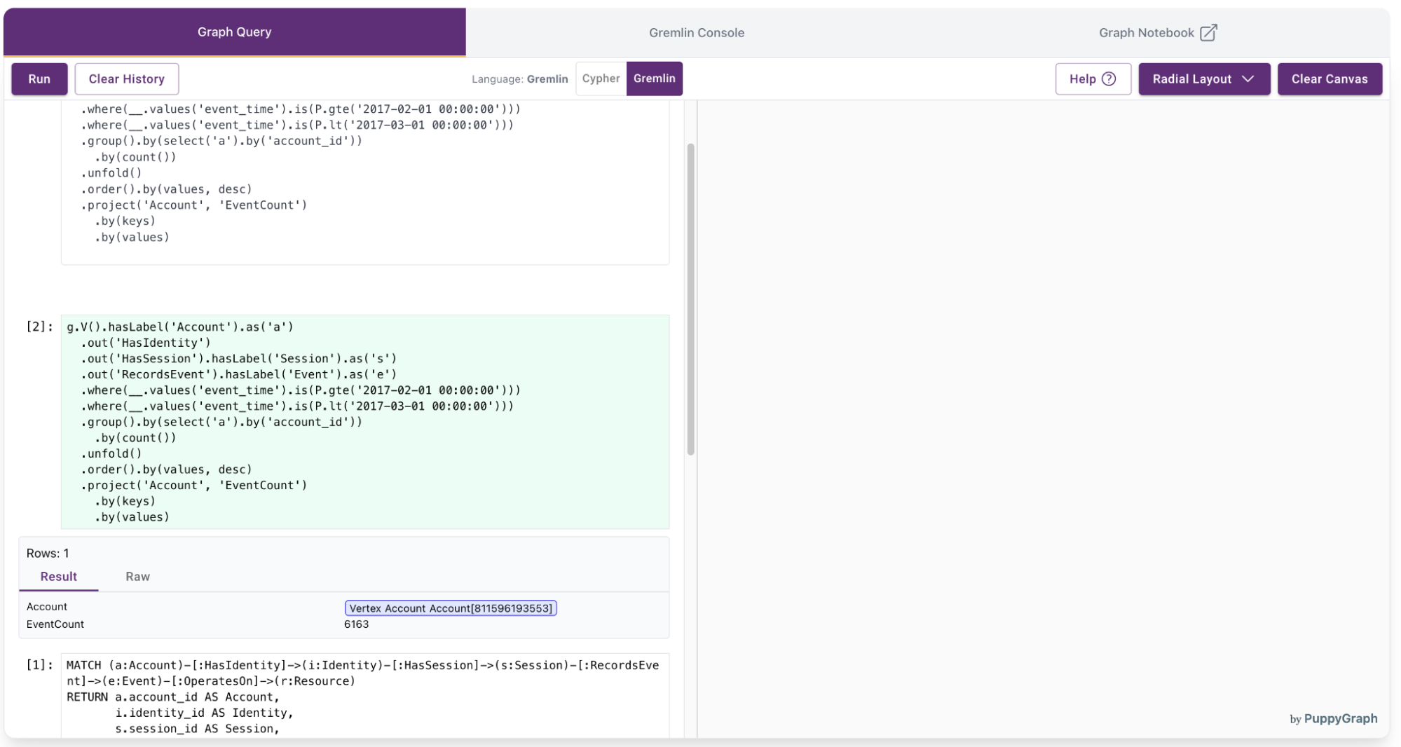 event count by account results