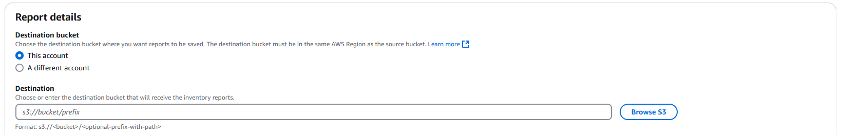 Figure 6: Select a destination for the inventory report