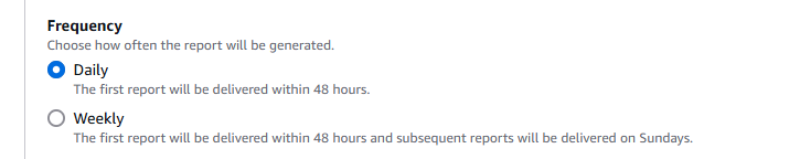 Figure 7: Select the frequency for generating the report