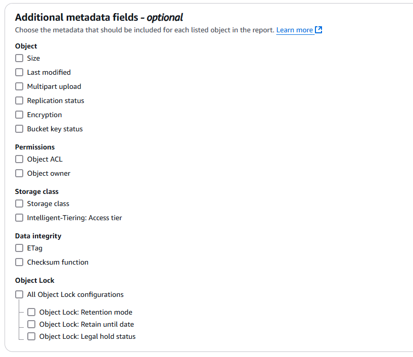 Figure 9: Select any additional metadata fields you want to include in your report
