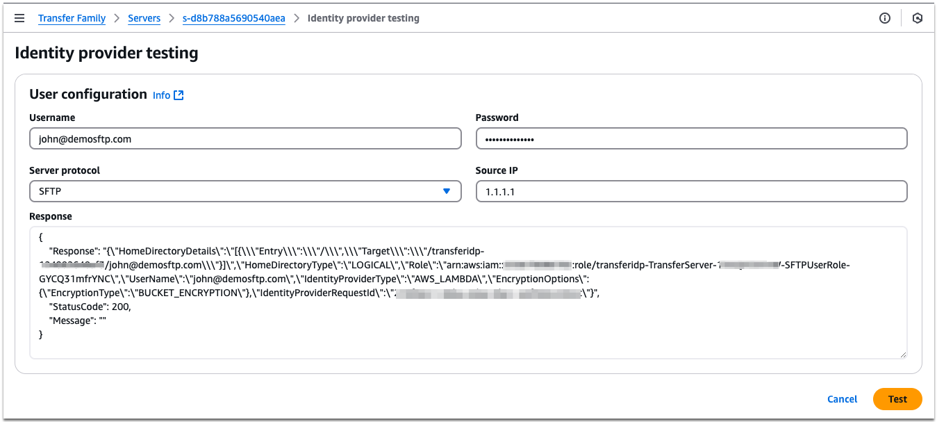 Figure 13: Authentication test with MFA code