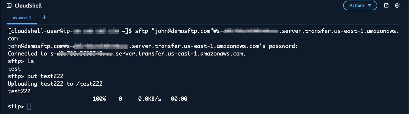 Figure 14: Test with SFTP command
