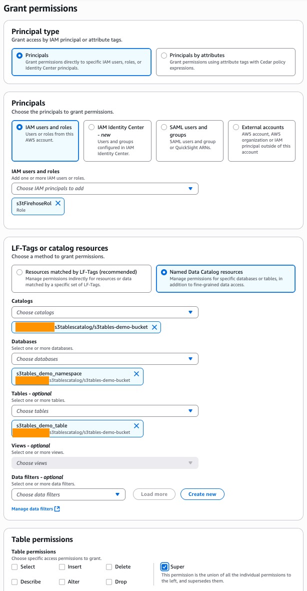 Configure AWS Lake Formation permissions