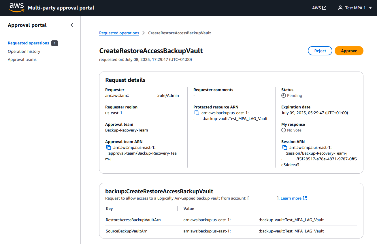 Figure 10- Recovery request approval invite