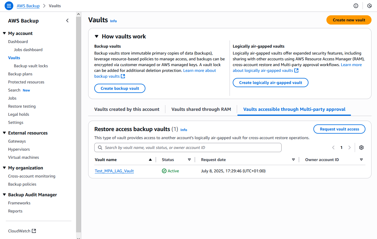 Figure 11- Logically air-gapped vault now available for recovery operations