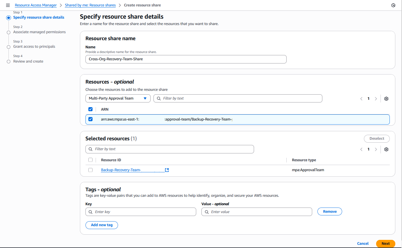 Figure 14- Resource share of the Multi-party approval team form