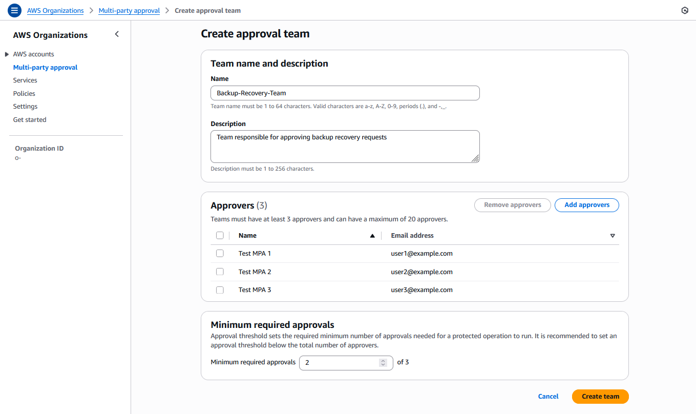 Figure 3- Multi-party approval creation form