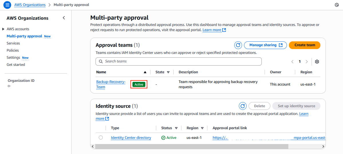 Figure 5- Approval team now in Active state
