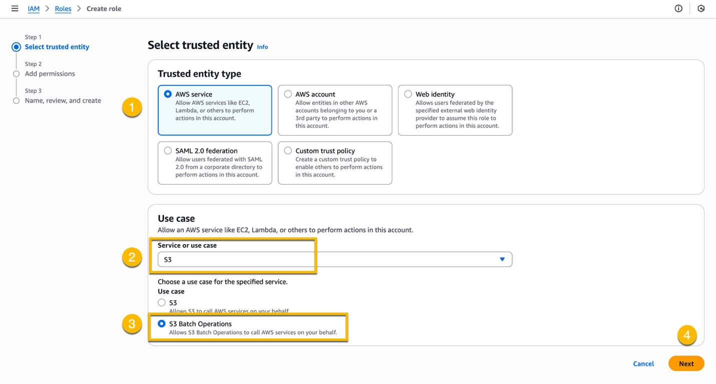 IAM console where you specify the trust policy when creating a new IAM role