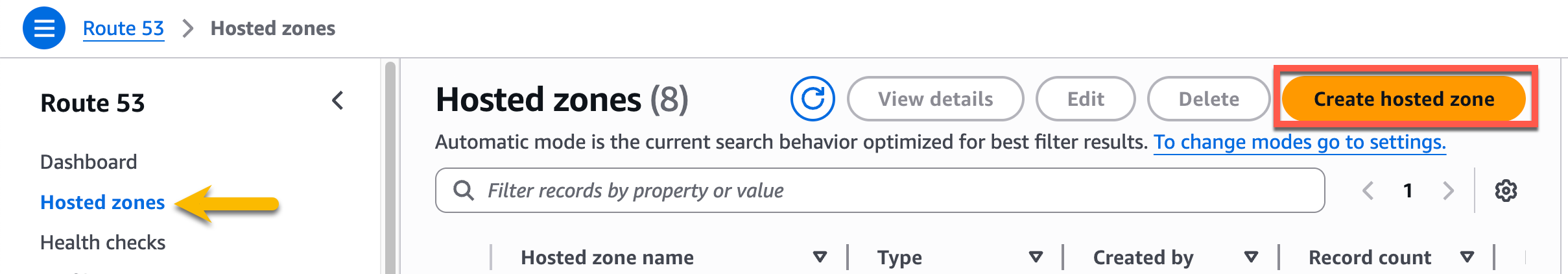 Figure 16: Creating a hosted zone from Route 53 console page
