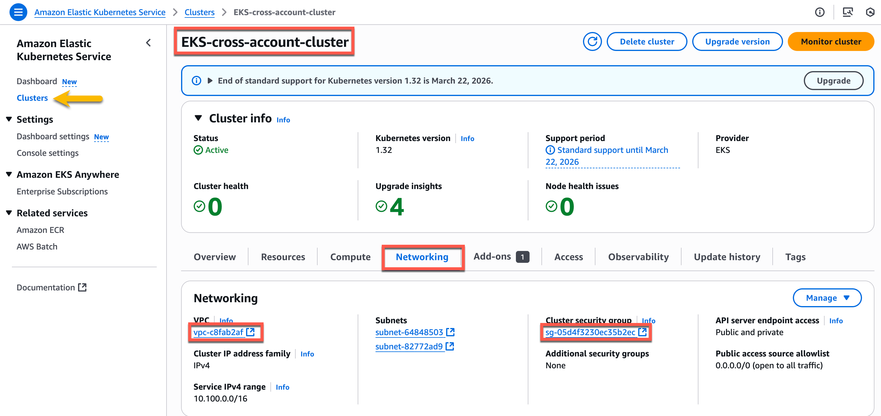 Figure 4: EKS Cluster details page