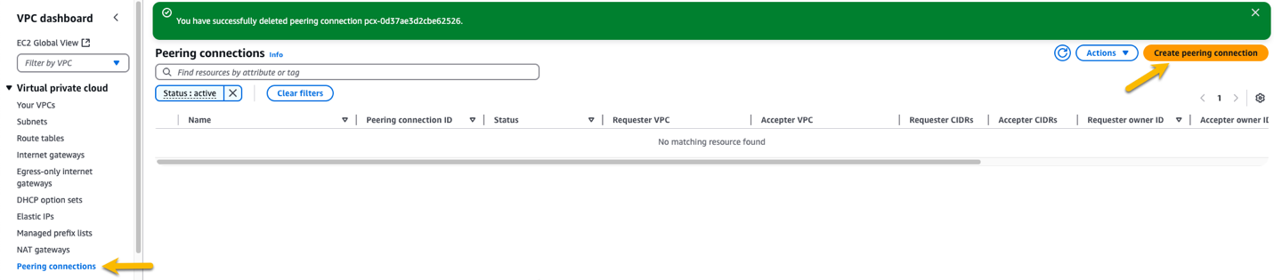 Figure 5: VPC Peering connection console page
