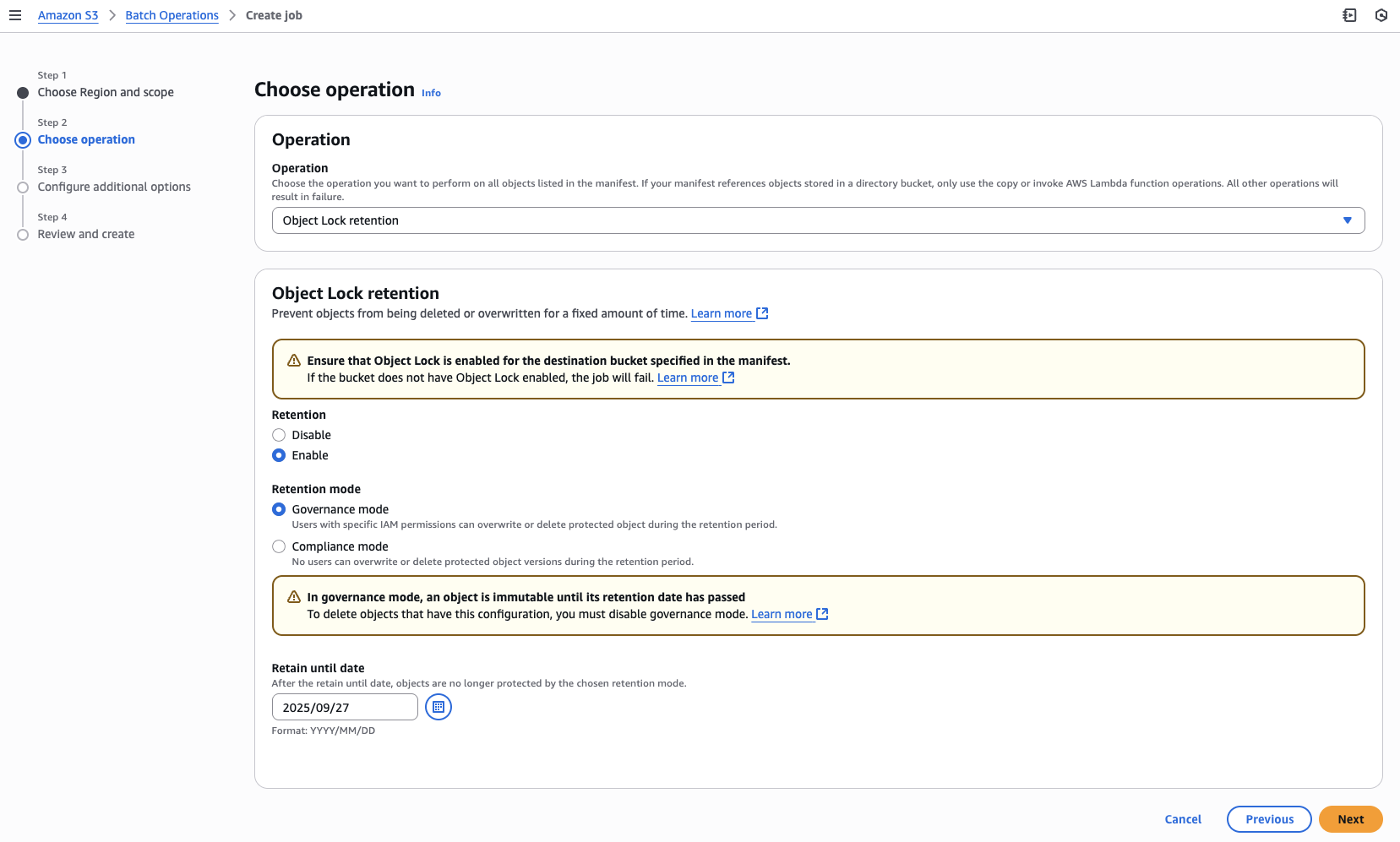 3 - Object lock retention