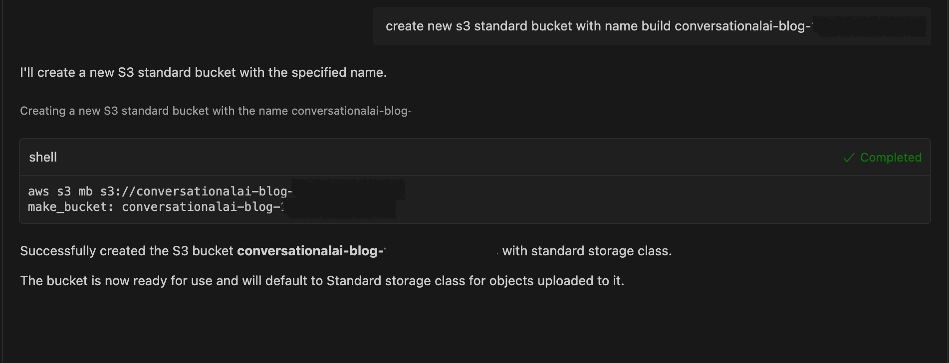 First, we create destination S3 bucket