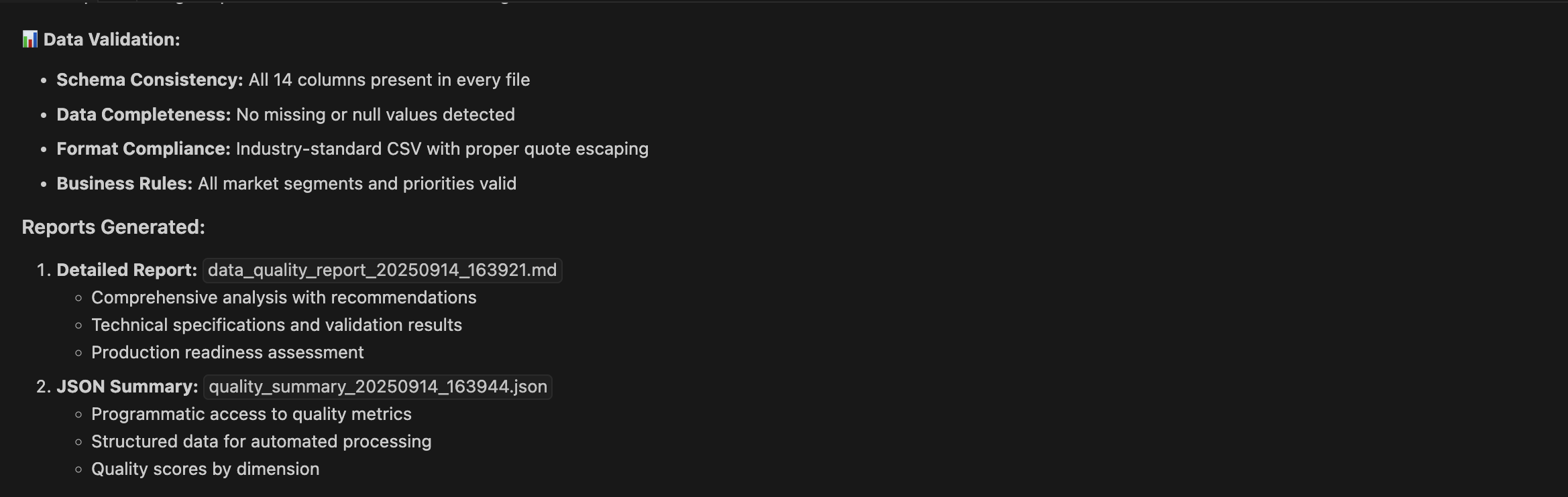 Following are the details for Data Validation