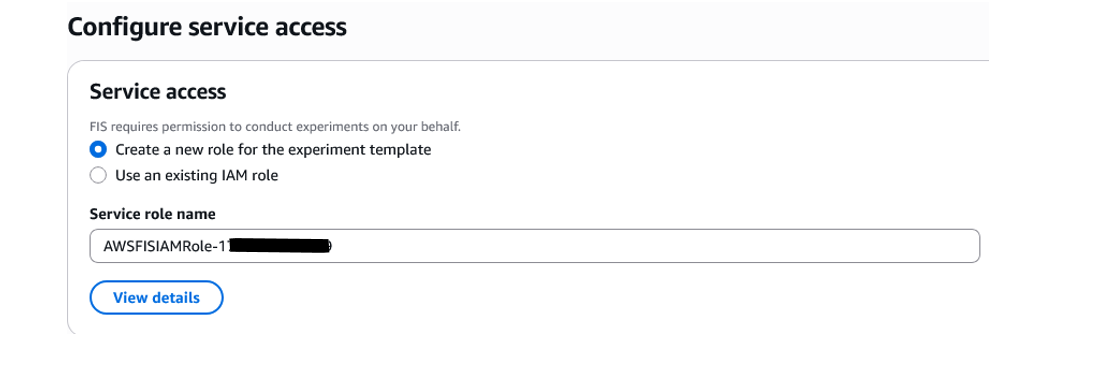 AWS Fault Injection Service target configuration screen displaying the 'Add target' form with name 'Volumes-Target-1', resource type 'aws:ec2:ebs-volume', action 'Multiple-Volumes', and two selected EBS volumes (boot and control files) in availability zone us-east-1b.