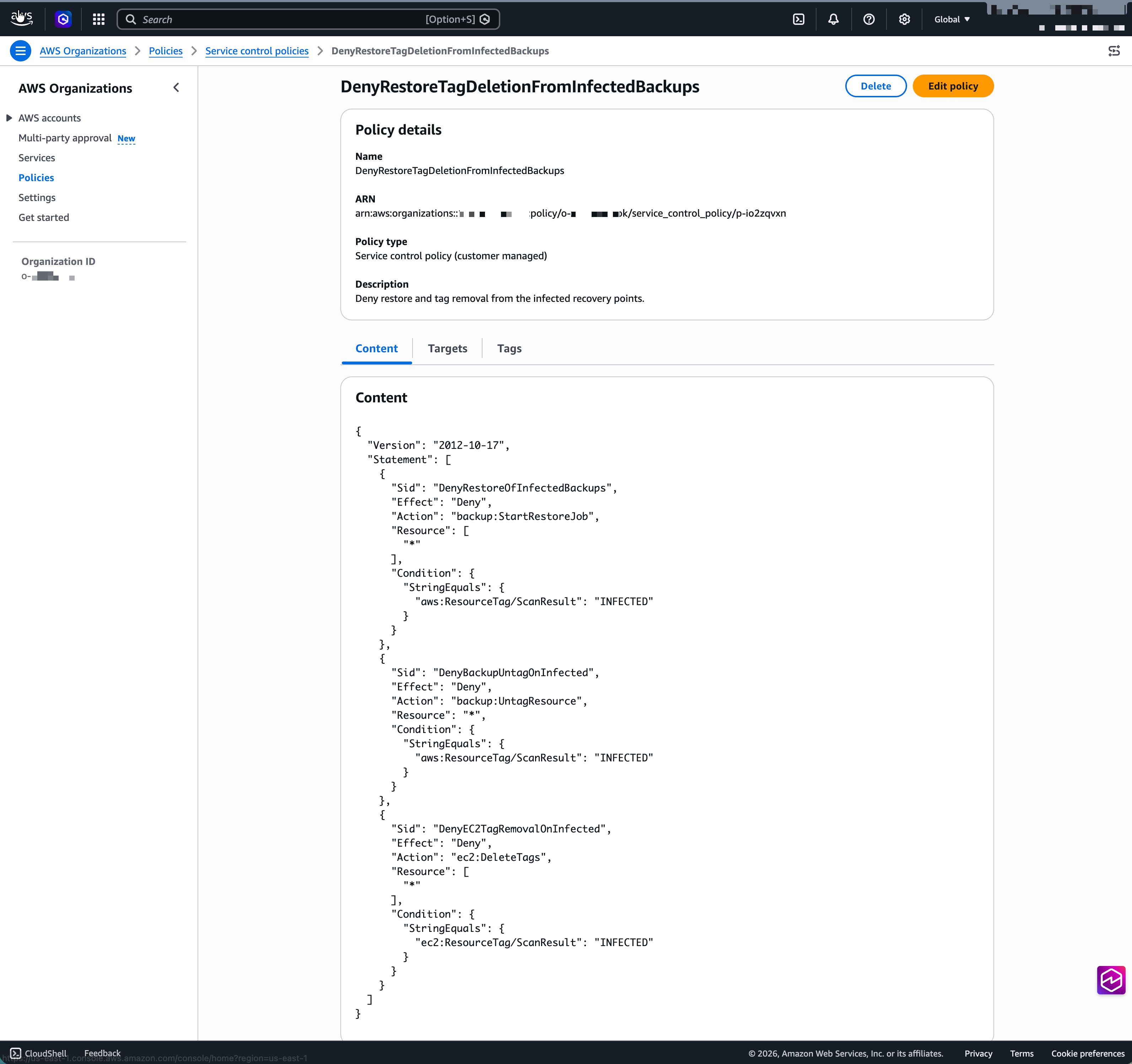 SCP that prevents tag deletion from infected backups