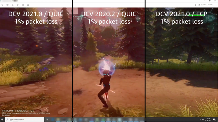 This video shows three different scenarios of protocol-choice and packet loss side-by-side to show how these factors can lessen the impact of internet traffic conditions.