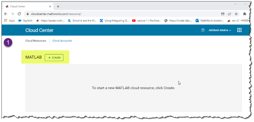 Figure 2: Login to Cloud Center and create cloud resource 