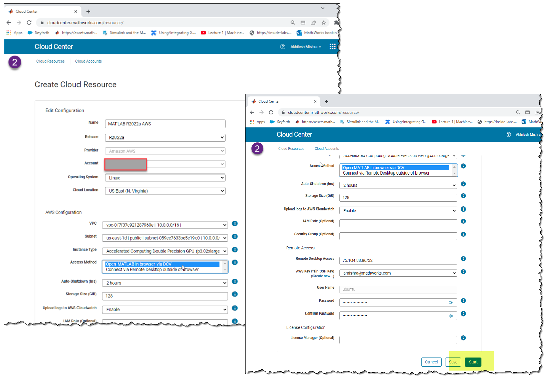 Figure 3: Configure the cloud resource 