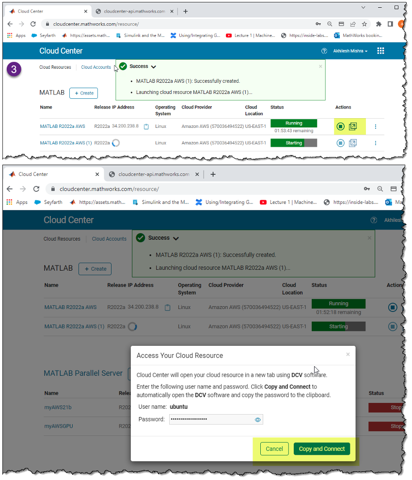 Figure 4: Launch the instance via DCV