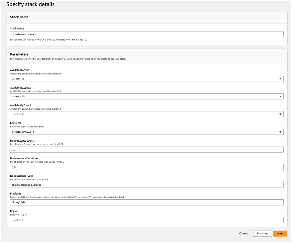 Figure 2: CloudFormation Input Parameters