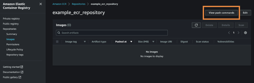Figure 4 - Creating an Image repository for your containerized application on Amazon Elastic Container Registry