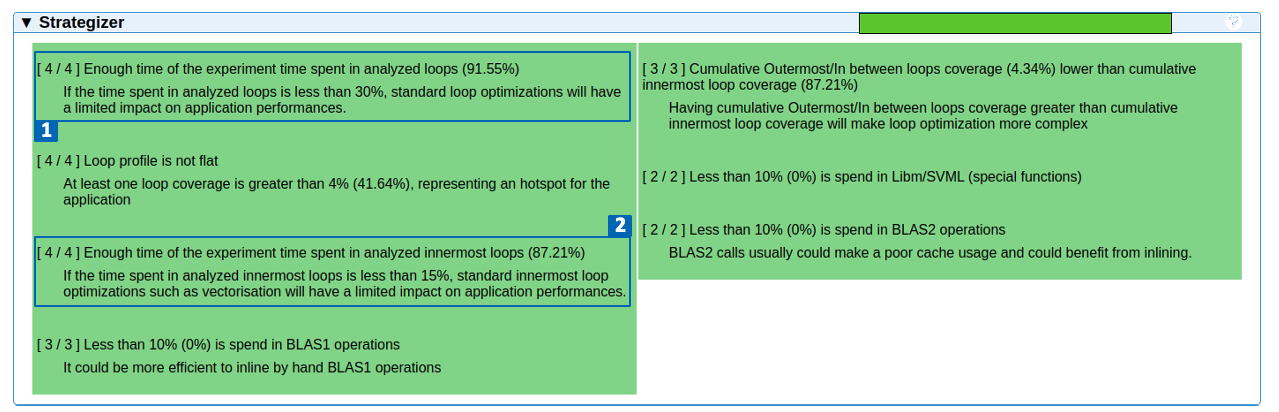 Figure 3 - The strategizer gives an overview of the application with respect to its structure and its library use. It assesses the difficulty of optimizing the application and the improvement potential by measuring certain key aspects.