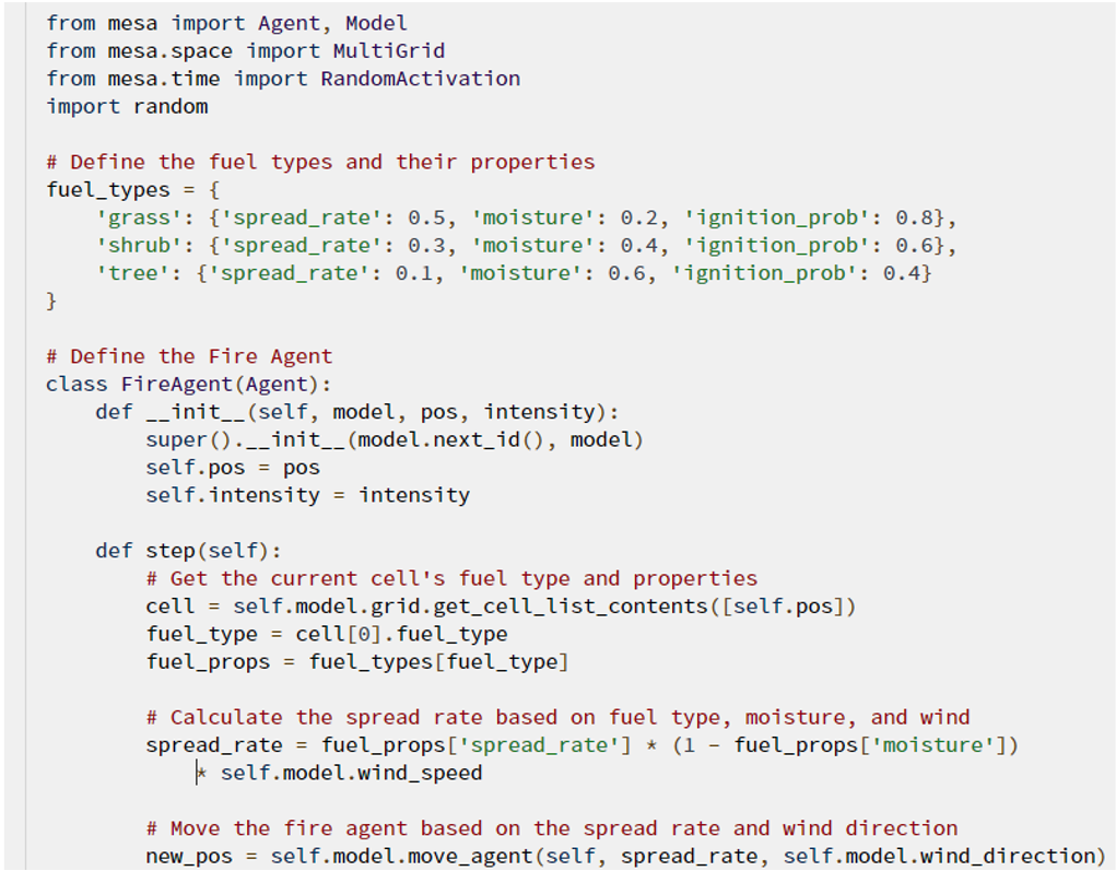 Figure 3 Output snippet showing the code produced based on the developed prompts