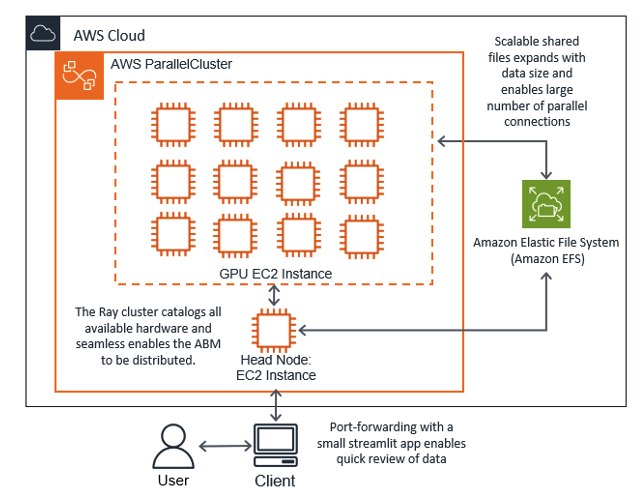 Figure 10 - Architecture for a Ray cluster using distributed GPU nodes