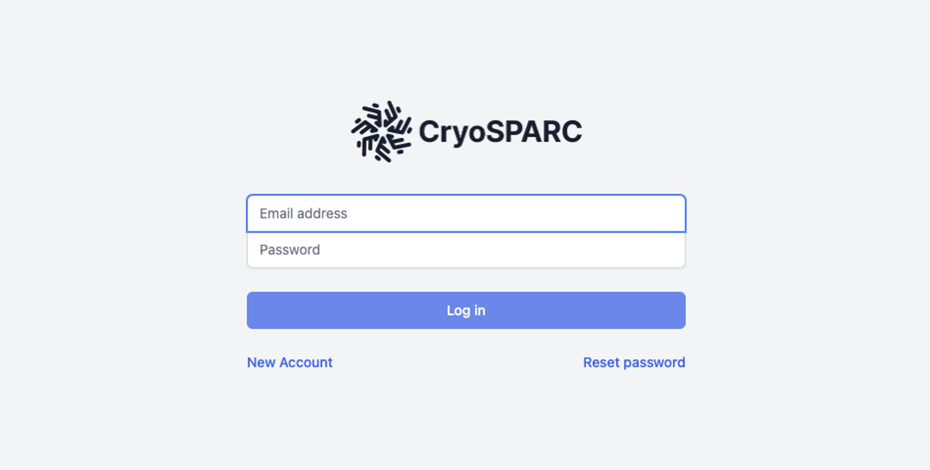 Figure 4: From the web browser login page, access CryoSPARC using the newly create user credentials.