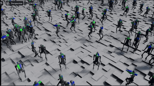 Figure 3 – Training humanoid robots to walk on rough terrain.