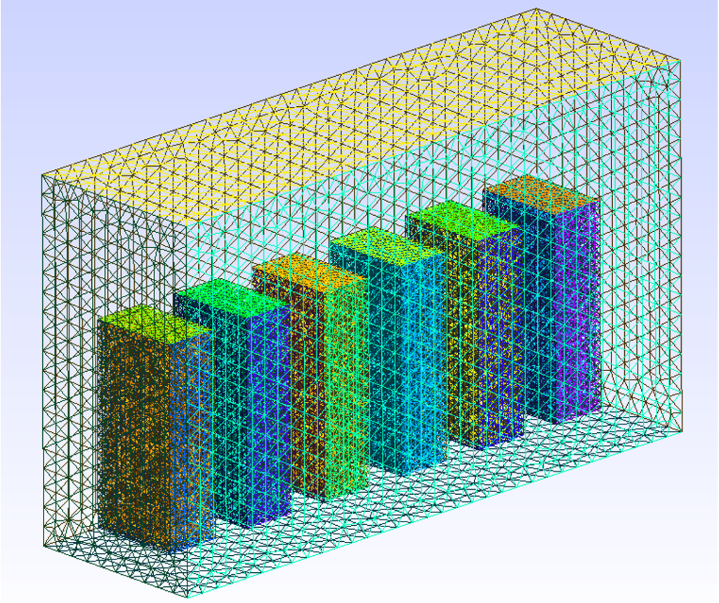 Figure 1 Mesh of cuboids generated by the python code written by the LLM with json inputs for control