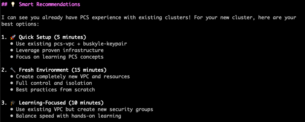 Agent "Smart Recommendations" output