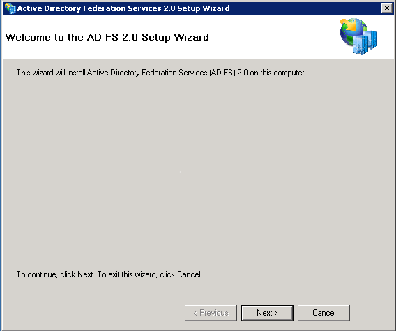 Screenshot of AD FS 2.0 Setup Wizard