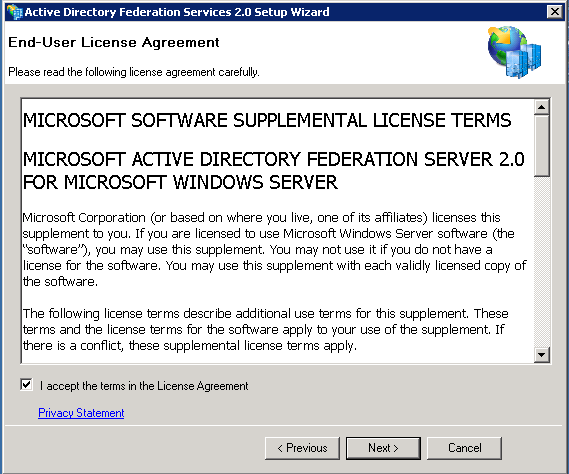 Screenshot of End-User License Agreement