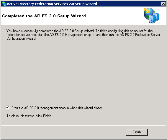 Screenshot of completing the wizard