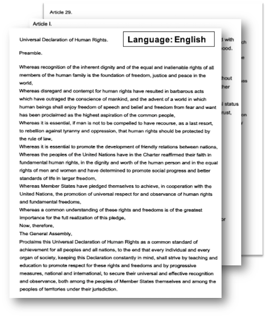 screenshot of a sample scanned document-UN Declaration of Human Rights in english