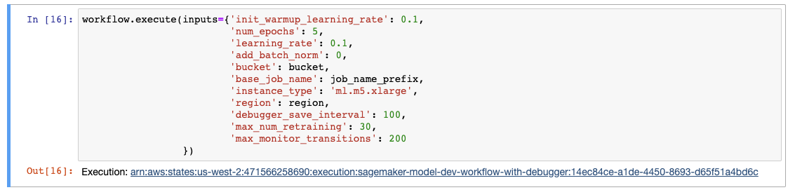 Follow the link to navigate to the AWS Step Function workflow dashboard.