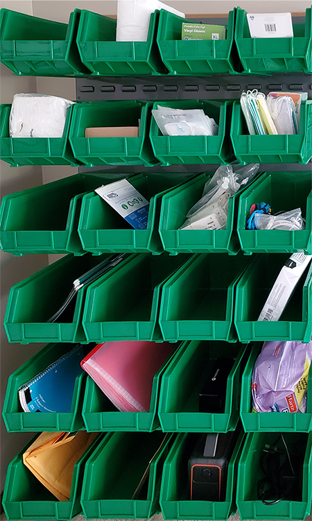 Figure 3: Original shelving unit with just the bins isolated, and the image warped to make it orthogonal