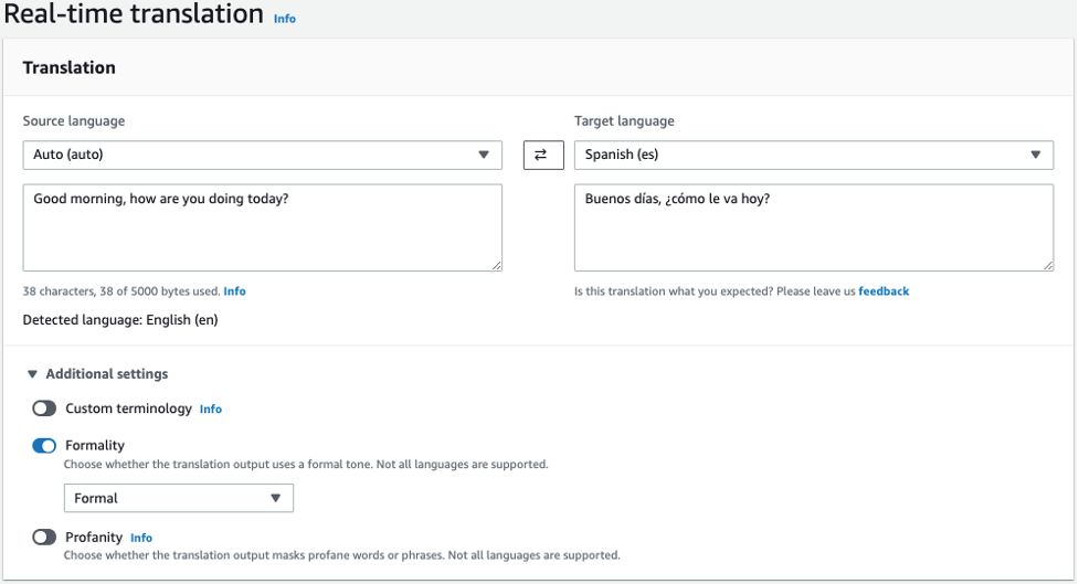 English to Spanish formal translation 