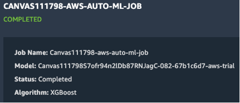 有关使用 Canvas 作业训练的算法的信息