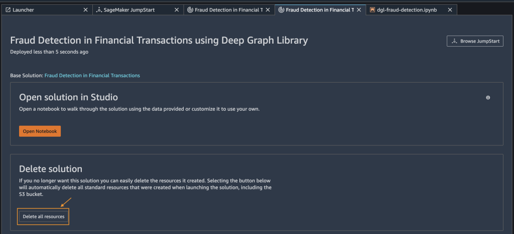Clean up in SageMaker JumpStart