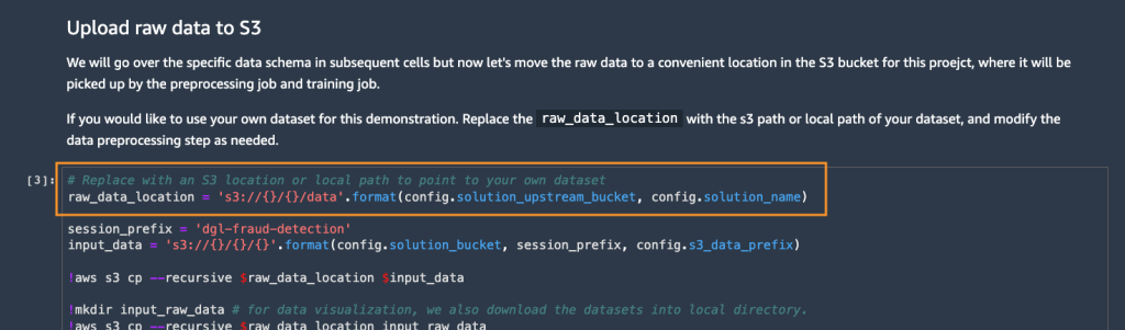 Code lines that specify data location