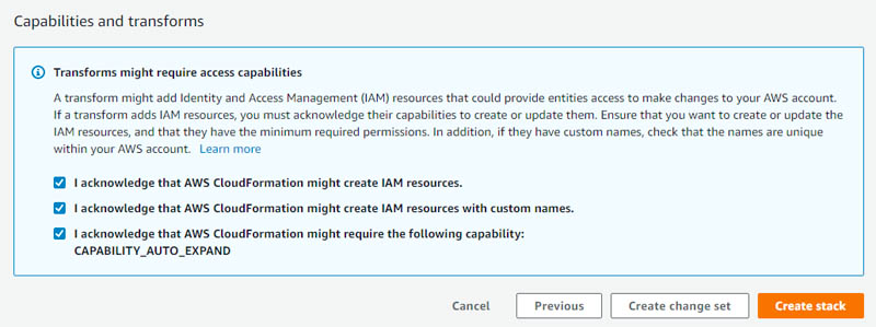 Configure stack capabilities