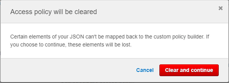 OpenSearch access policy warning