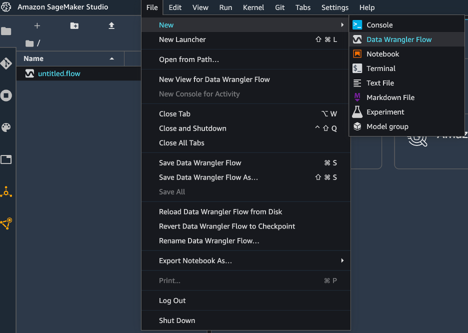 New Data Wrangler Flow