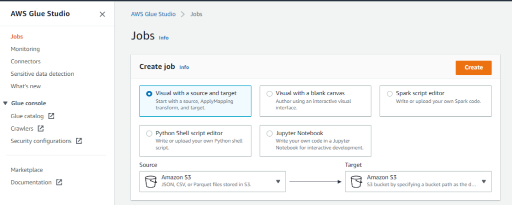 AWS Glue Studio - Create Job