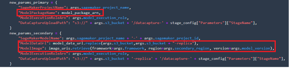 Screenshot of primary and secondary environment parameters